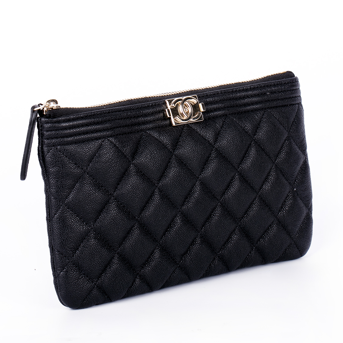 Chanel Black Quilted Caviar Leather Small Boy Flap Bag  STYLISHTOP